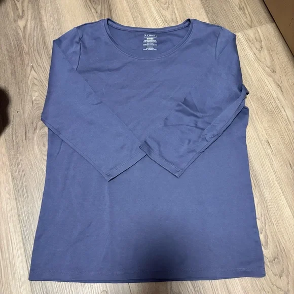 L.L.Bean Blue 3/4 Sleeve Top Medium - Picture 2 of 4